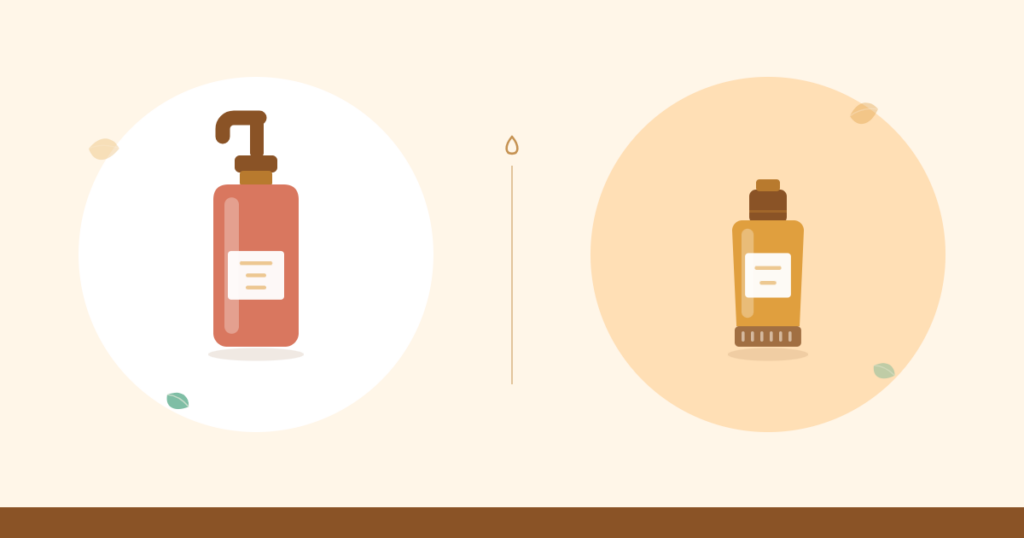 Ilustración de un dosificador de loción corporal junto a un tubo de crema