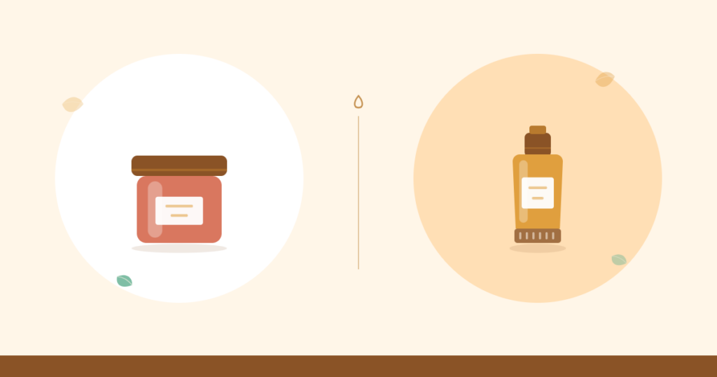 Ilustración de un tarro de crema corporal junto a un tubo de ungüento