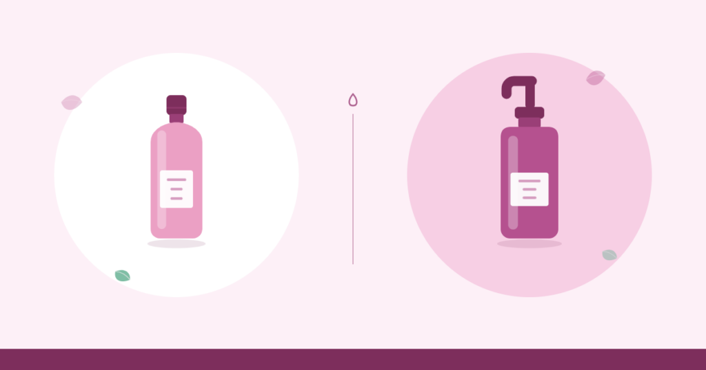 Ilustración de una base de maquillaje junto a una prebase con dosificador